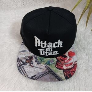 NWT Attack on Titan Black Sublimated Multicolored Bill Snapback Cap Adjustable